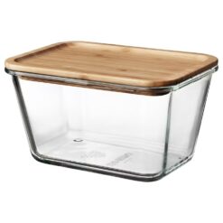IKEA 365+ POJEMNIK SZKLANY Z POKRYWKĄ BAMBUSOWĄ 1.8L