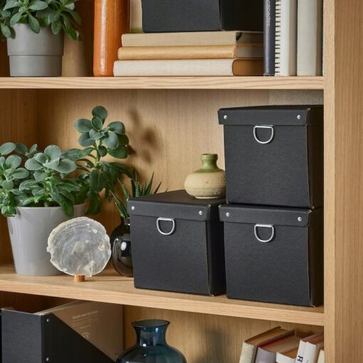 IKEA NIMM POJEMNIK Z POKRYWKĄ CZARNY 16.5x16.5x15 - obrazek 2