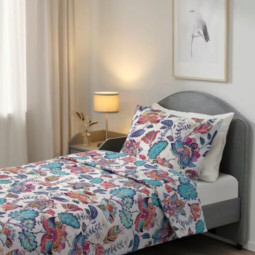 IKEA VITKNAVEL KOMPLET POŚCIELI W KWIATY 150x200cm - obrazek 3