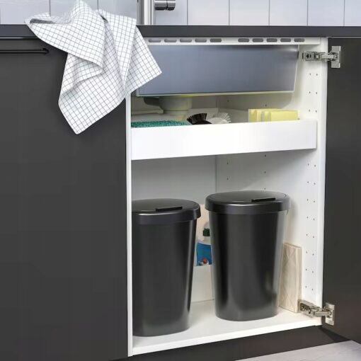 IKEA HOLASS KOSZ Z POKRYWKĄ CZARNY 8 L - obrazek 3