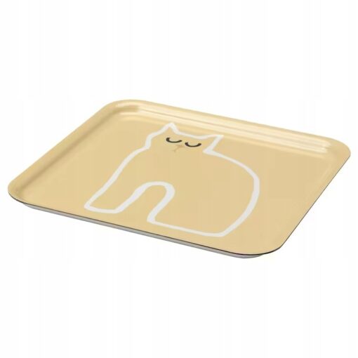 IKEA HAJMAL TACA BEŻOWA ZE WZOREM W KOTY 33x33 CM