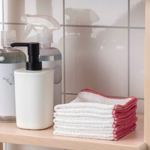 IKEA HILDEGUN ŚCIERECZKA DO NACZYŃ BIAŁA /CZERWONA - obrazek 3