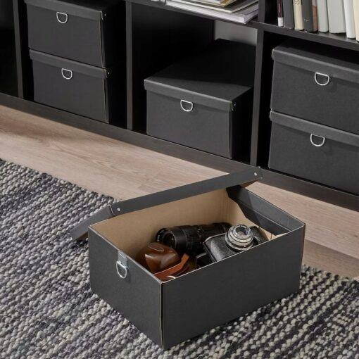 IKEA NIMM POJEMNIK Z POKRYWKĄ CZARNY 25x35x15 cm - obrazek 3