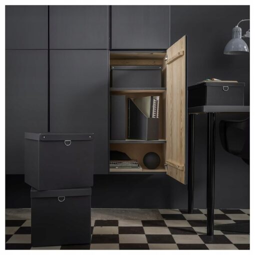 IKEA NIMM POJEMNIK Z POKRYWKĄ CZARNY 25x35x15 cm - obrazek 6