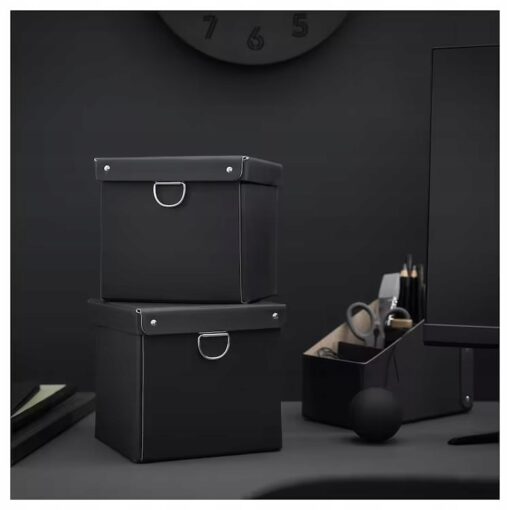IKEA NIMM POJEMNIK Z POKRYWKĄ CZARNY 16.5x16.5x15 - obrazek 5