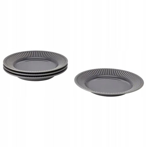 IKEA STRIMMIG TALERZYK SZARY CERAMIKA 21CM 4 SZT.