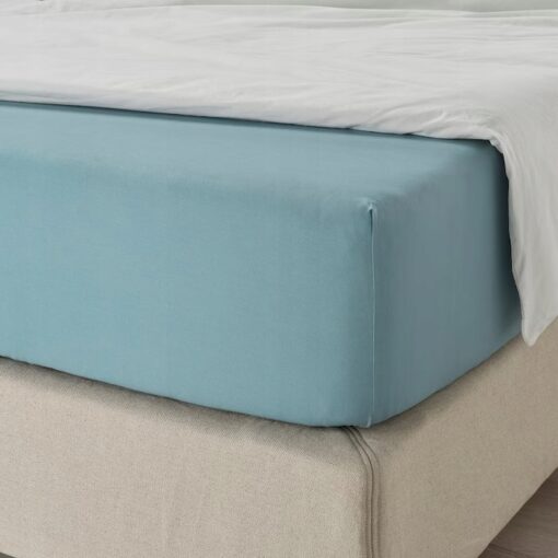 IKEA DVALA PRZEŚCIERADŁO Z GUMKĄ NIEBIESKI 180x200 - obrazek 3
