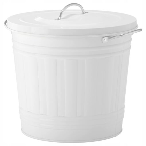 IKEA KNODD KOSZ METALOWY Z POKRYWKĄ BIAŁY 16 L