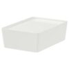 IKEA KUGGIS POJEMNIK Z POKRYWKĄ BIAŁY 18X26X8 CM