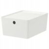 IKEA KUGGIS POJEMNIK Z POKRYWKĄ BIAŁY 26X35X15 CM