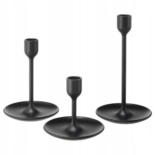 IKEA FULLTALIG ŚWIECZNIK 3 SZTUKI CZARNY