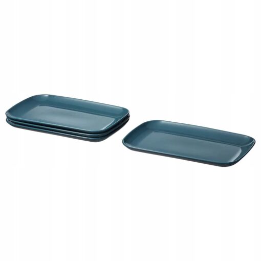IKEA FARGKLAR TALERZ Z POŁYSKIEM TURKUS 30x18 CM 4 SZT.