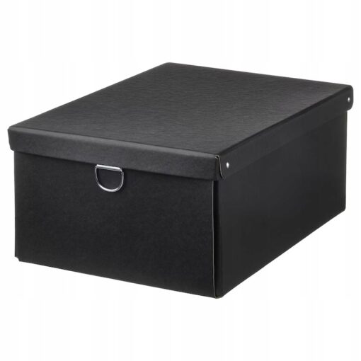 IKEA NIMM POJEMNIK Z POKRYWKĄ CZARNY 25x35x15 cm