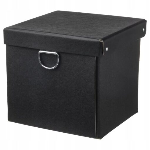 IKEA NIMM POJEMNIK Z POKRYWKĄ CZARNY 16.5x16.5x15