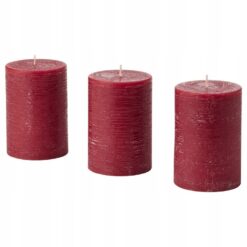 IKEA STORTSKON ŚWIECA CZERWONA / JAGODY - 3 SZT.