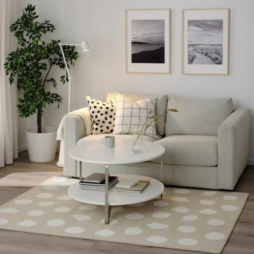 IKEA BOGENSE DYWAN Z KRÓTKIM WŁOSIEM BEŻ W KROPKI - obrazek 2