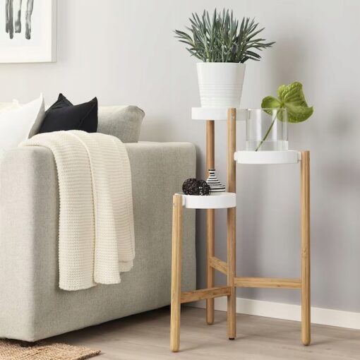 IKEA SATSUMAS STOJAK NA DONICZKĘ BAMBUS/BIAŁY 78CM - obrazek 3