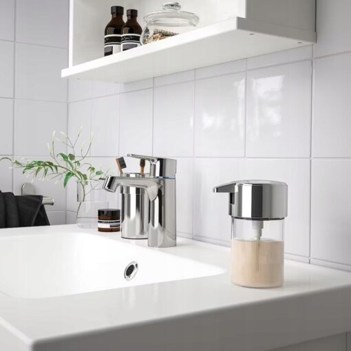 IKEA KALKGRUND DOZOWNIK MYDŁA SZKLANY CHROMOWANY - obrazek 2