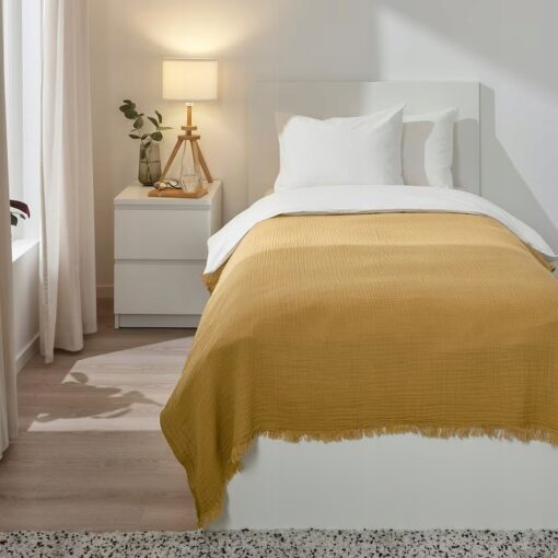 IKEA VALLKRASSING PLED / KOC ŻÓŁTY 150x200 CM - obrazek 2