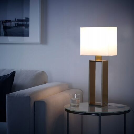 IKEA STILTJE LAMPA STOŁOWA KREMOWY/MOSIĄDZ 59 CM - obrazek 3