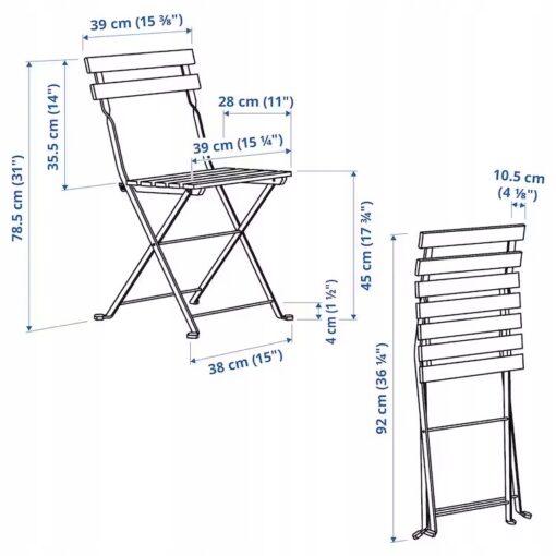IKEA TARNO KRZESŁO OGRODOWE SKŁADANE CZARNE/BRĄZ - obrazek 6