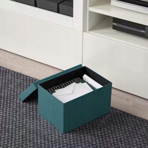 IKEA GJATTA POJEMNIK Z POKRYWKĄ TURKUS 18x25x15 CM - obrazek 3