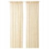 IKEA SKAREFLY FIRANKI BEŻOWE W KWIATY - 2 SZT.