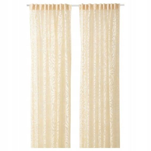 IKEA SKAREFLY FIRANKI BEŻOWE W KWIATY - 2 SZT.
