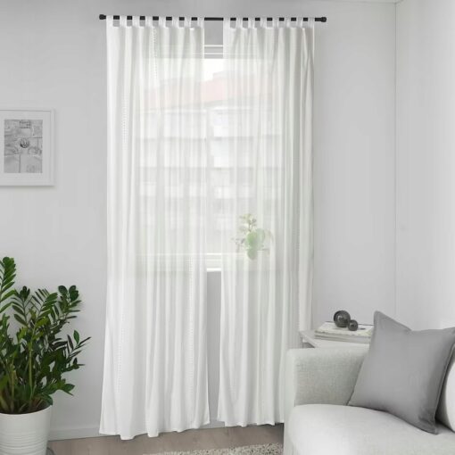 IKEA TUVANGSFLY FIRANKI BIAŁY HAFT 2 SZT. 145x300 - obrazek 4