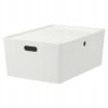 IKEA KUGGIS POJEMNIK Z POKRYWKĄ BIAŁY 37x54x21 cm
