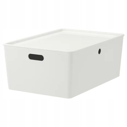 IKEA KUGGIS POJEMNIK Z POKRYWKĄ BIAŁY 37x54x21 cm