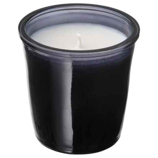 IKEA LOVTRAD ŚWIECA W SZKLE RÓŻA /DREWNO SANDAŁOWE