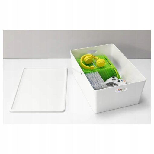 IKEA KUGGIS POJEMNIK Z POKRYWKĄ BIAŁY 37x54x21 cm - obrazek 3