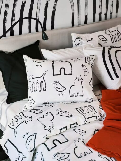 IKEA PURPURBRACKA KOMPLET POŚCIELI BIAŁY ZWIERZĘTA - obrazek 5