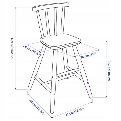 IKEA AGAM KRZESŁO WYSOKIE DZIECIĘCE CZARNY - obrazek 6
