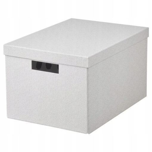 IKEA TJENA POJEMNIK Z POKRYWKĄ BIAŁY /BEŻ 25x35x20