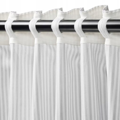 IKEA BYMOTT ZASŁONA BIAŁY/SZARY PASKI 120x300 2SZT - obrazek 3