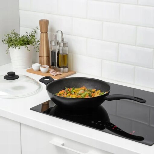IKEA HEMLAGAD WOK PATELNIA Z POKRYWKĄ 28cm CZARNY - obrazek 2