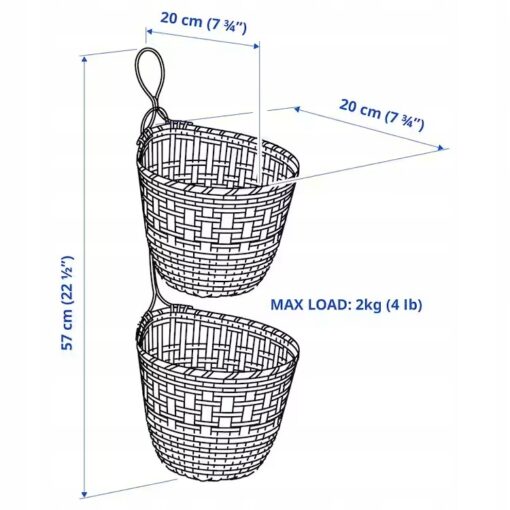 IKEA TOLKNING KOSZYK WISZĄCY BAMBUSOWY 2 SZT. - obrazek 4