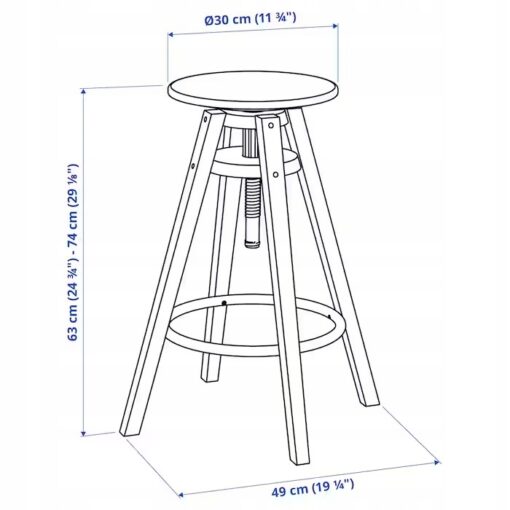IKEA DALFRED STOŁEK BAROWY CZARNY 63-74 CM - obrazek 8
