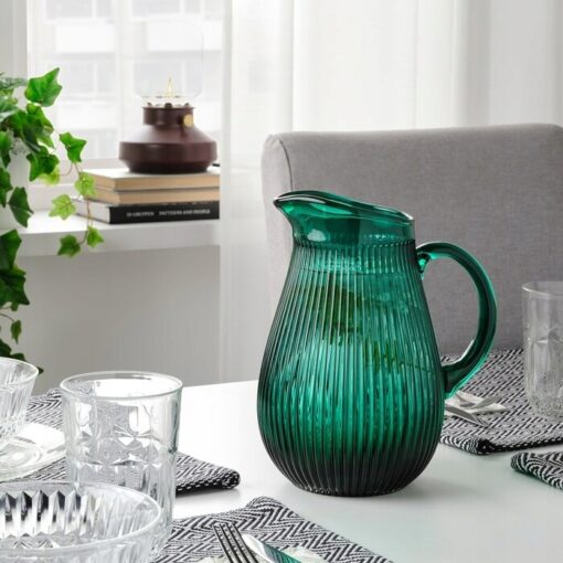 IKEA SALLSKAPLIG DZBANEK SZKLANY WZÓR ZIELONY 2 L - obrazek 4