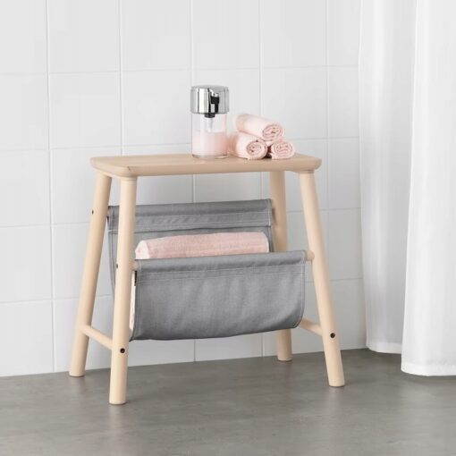 IKEA VILTO STOŁEK ZE SCHOWKIEM BRZOZA/SZARY 45CM - obrazek 2