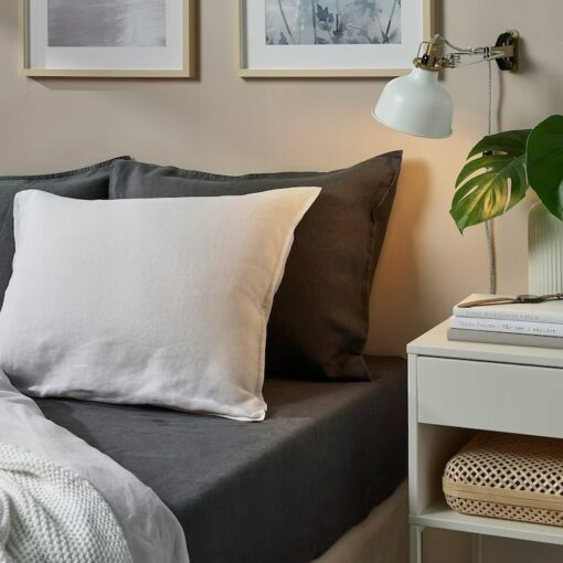 IKEA DYTAG PRZEŚCIERADŁO Z GUMKĄ SZARE LNIANE - obrazek 3