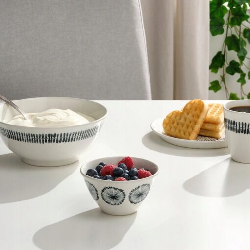 IKEA FRIKOSTIG MISKA OKRĄGŁA BIAŁA ZE WZOREM 11 cm - obrazek 3