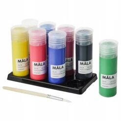 IKEA MALA FARBKI FARBA RÓŻNE KOLORY 8 SZT + PĘDZEL