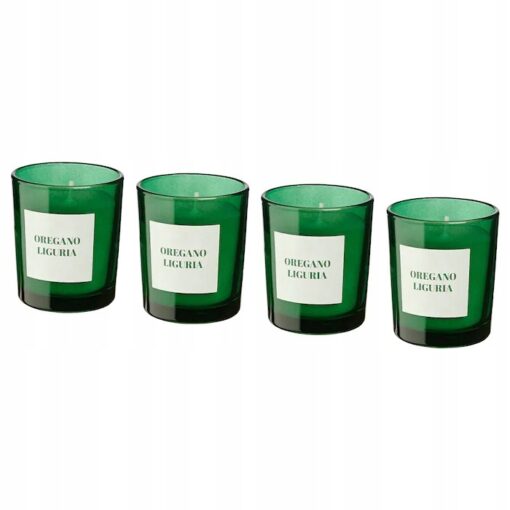IKEA RINGLAD ŚWIECA ZAPACHOWA ZIELONA OREGANO 4szt