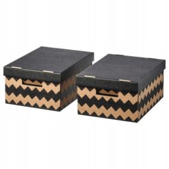 IKEA PINGLA PUDEŁKO Z POKRYWKĄ CZARNE 28X37X18 CM 2 SZT.