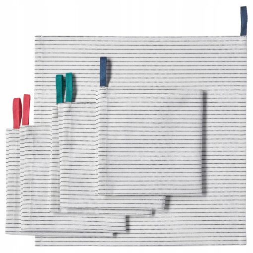 IKEA GRUPPERA SERWETKI BIAŁY/CZARNY WZÓR BAWEŁNA 33x33 CM 6 SZT