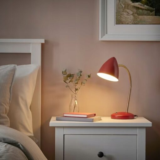 IKEA ISNALEN LAMPA BIURKOWA LED CZERWONA / MOSIĄDZ - obrazek 5