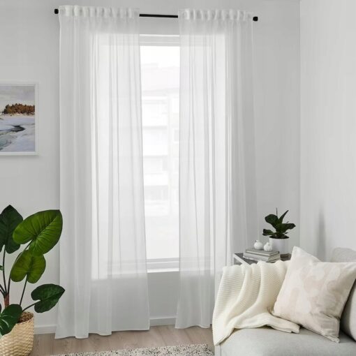 IKEA DVARGRORFLY FIRANKI KREMOWE 145x300 CM 2 SZT. - obrazek 2